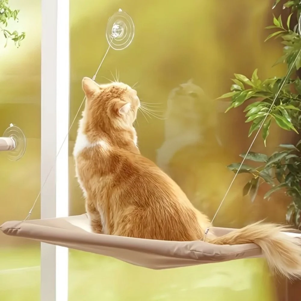Window-Mounted Cat Hammock Bed with Suction Cups – Cozy Window Perch for Cats